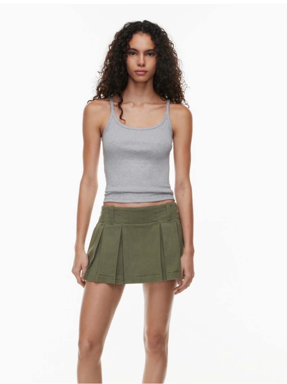 Sunday Best Olive Green Pleated Mini Skirt